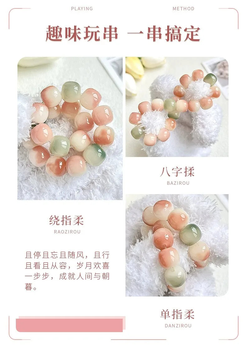 Bodhi Root Bracelet Bracelet Gradual Green Bodhi Handle Single Circle Vintage Buddha Beads Wrapped Around Fingers Soft