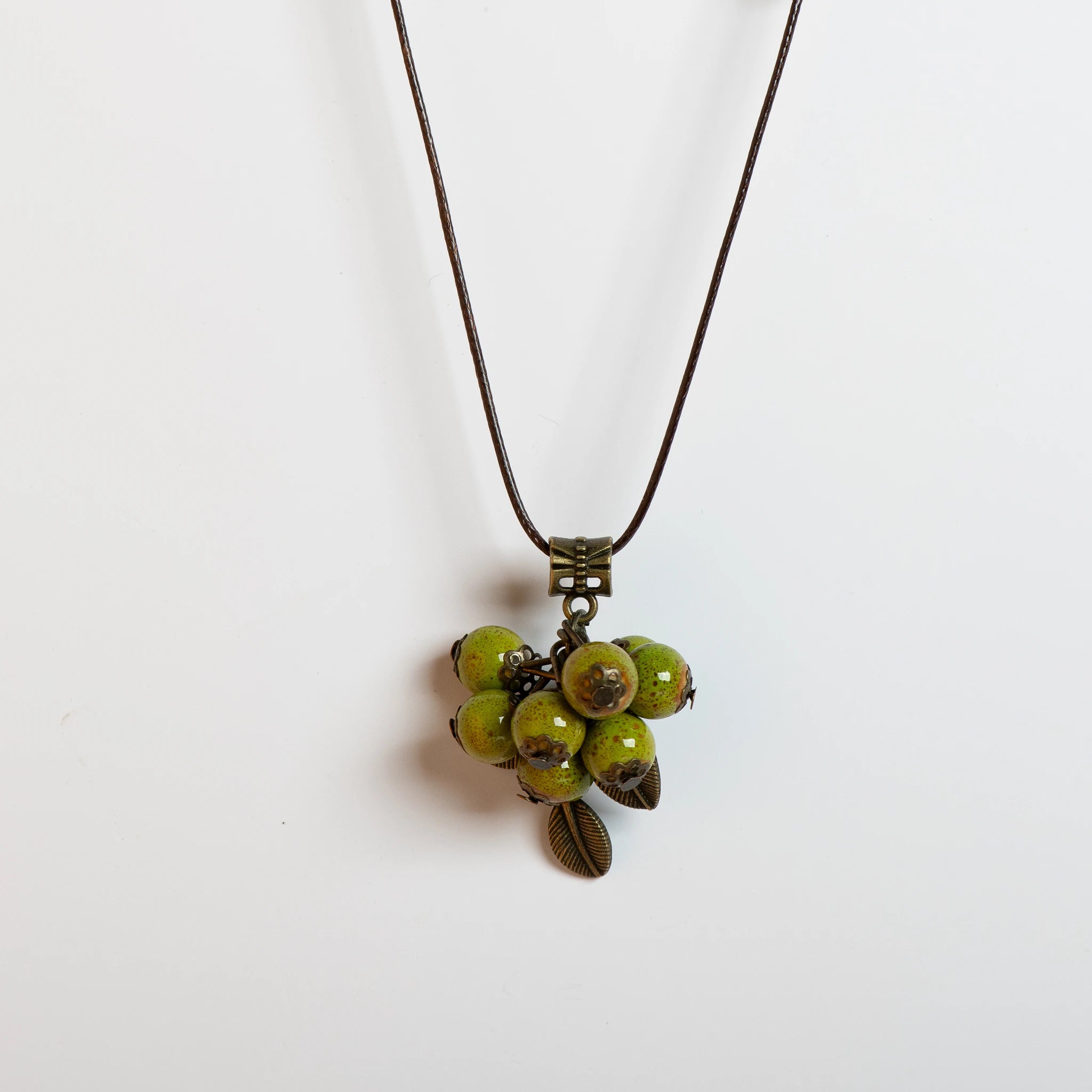 Handmade Adjustable Long Necklace Ceramic Beads Boho Style Pendant Multicolor Jewelry