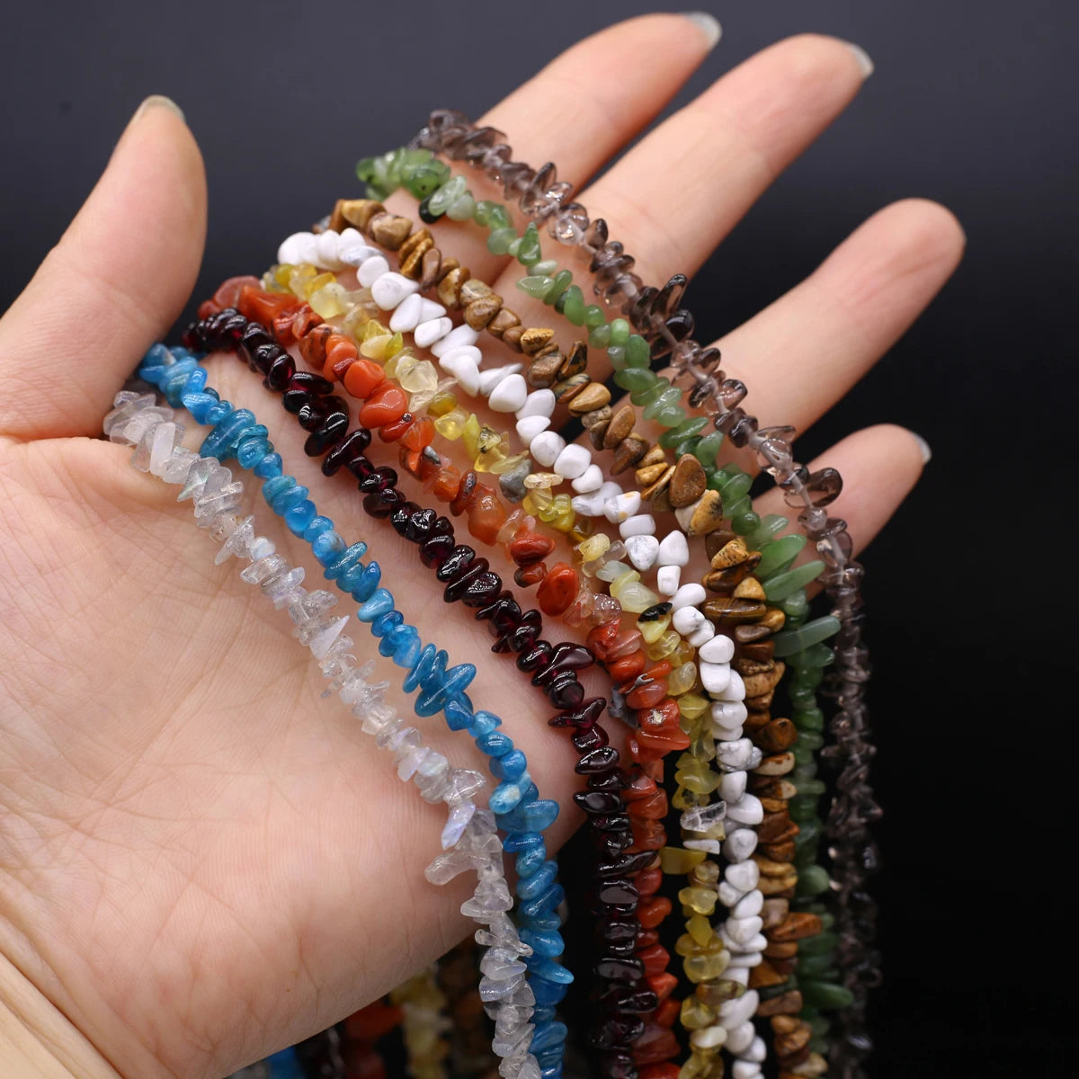 1string Agate Lapis Lazuli 4-6mm Natural Crushed Stone Bead Bracelets Charming Women Men Jewelry Accessories Daily Gifts