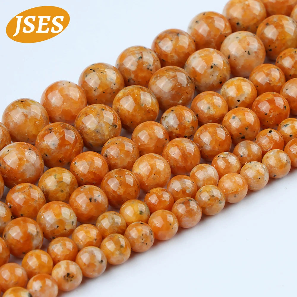 Natural Orange Calcite Stone Bead Round Jewellery Loose Spacer Ball Beads Gemstone 6/8/10mm for Jewelry Making DIY Accessories