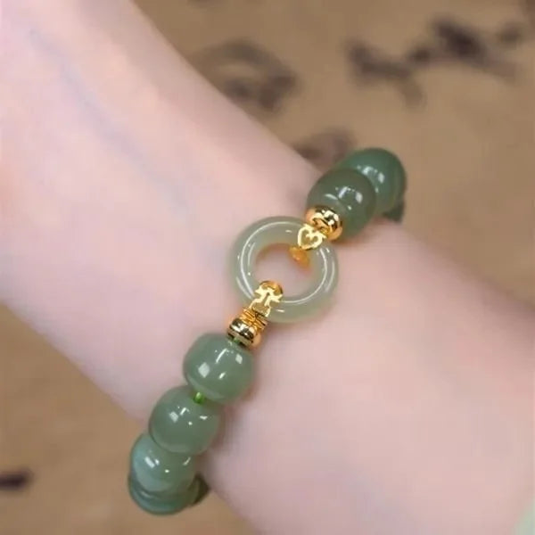VENTFILLE Gold Color For Women's Hetian Jade Bracelet Leaves Double Layer Jewelry Girls Gifts Dropshipping