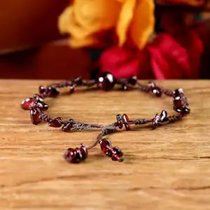 Natural Garnet Bracelet, Garnet Fragments and Beads Bracelet, Healing Protection Chakra Reiki Spiritual Bracelet, Crystal Gift