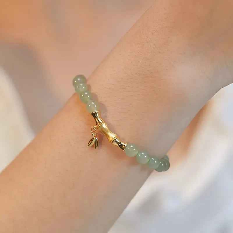 VENTFILLE Gold Color For Women's Hetian Jade Bracelet Leaves Double Layer Jewelry Girls Gifts Dropshipping