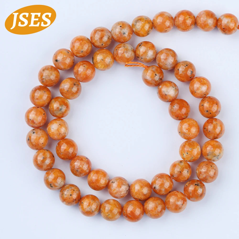 Natural Orange Calcite Stone Bead Round Jewellery Loose Spacer Ball Beads Gemstone 6/8/10mm for Jewelry Making DIY Accessories