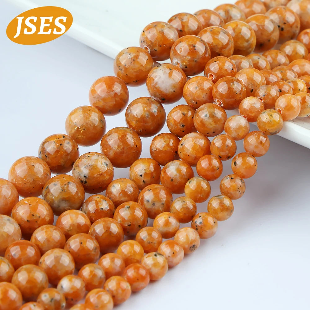 Natural Orange Calcite Stone Bead Round Jewellery Loose Spacer Ball Beads Gemstone 6/8/10mm for Jewelry Making DIY Accessories