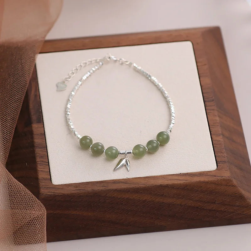 VENTFILLE Gold Color For Women's Hetian Jade Bracelet Leaves Double Layer Jewelry Girls Gifts Dropshipping