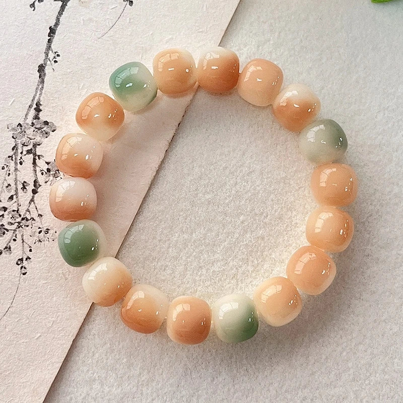 Bodhi Root Bracelet Bracelet Gradual Green Bodhi Handle Single Circle Vintage Buddha Beads Wrapped Around Fingers Soft