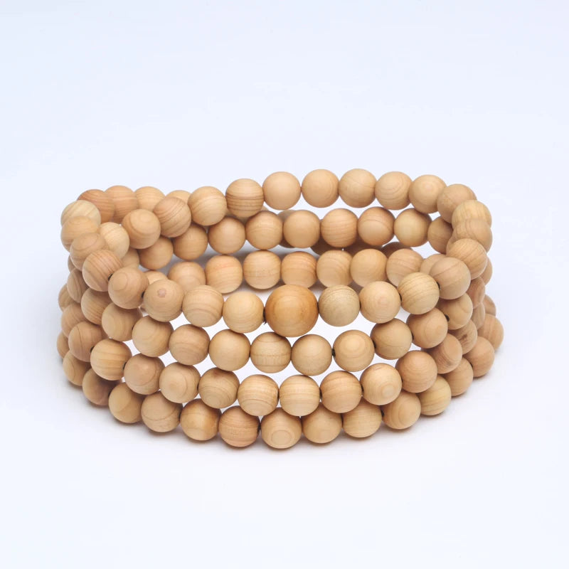 8mm Genuine Sandalwood Bead Necklace Sandalwood Wrist Mala Bracelet Rosary Unisex