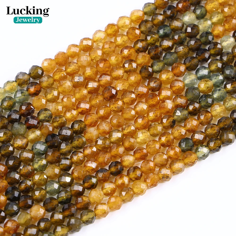 A+ Natural Yellow Tourmaline 2-4mm Faceted Beads Gradient Color for Jewelry Making, Healing Crystals, DIY Crafts, Spiritual Gift