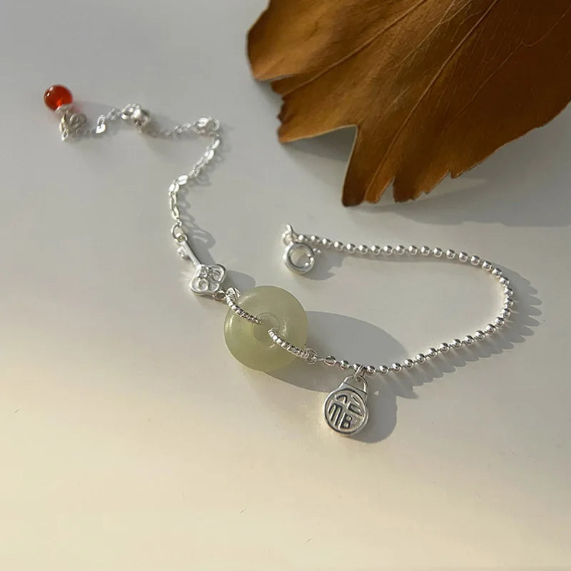 VENTFILLE Gold Color For Women's Hetian Jade Bracelet Leaves Double Layer Jewelry Girls Gifts Dropshipping