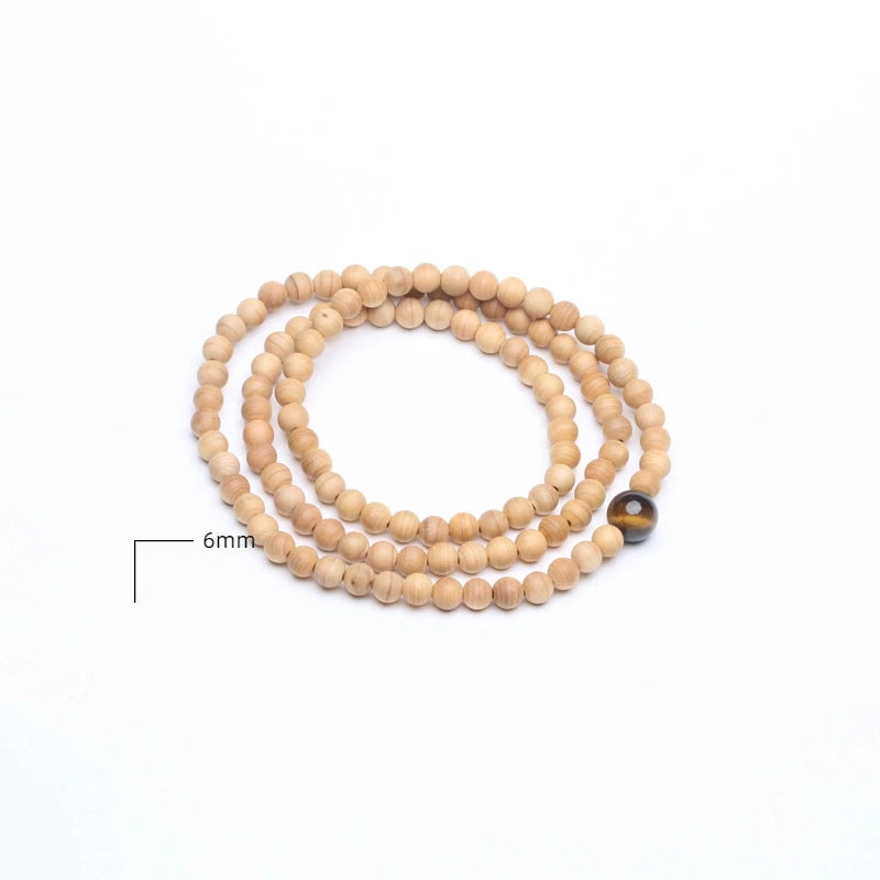 8mm Genuine Sandalwood Bead Necklace Sandalwood Wrist Mala Bracelet Rosary Unisex