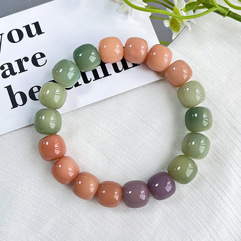 Bodhi Root Bracelet Bracelet Gradual Green Bodhi Handle Single Circle Vintage Buddha Beads Wrapped Around Fingers Soft