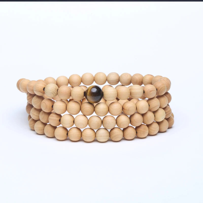 8mm Genuine Sandalwood Bead Necklace Sandalwood Wrist Mala Bracelet Rosary Unisex