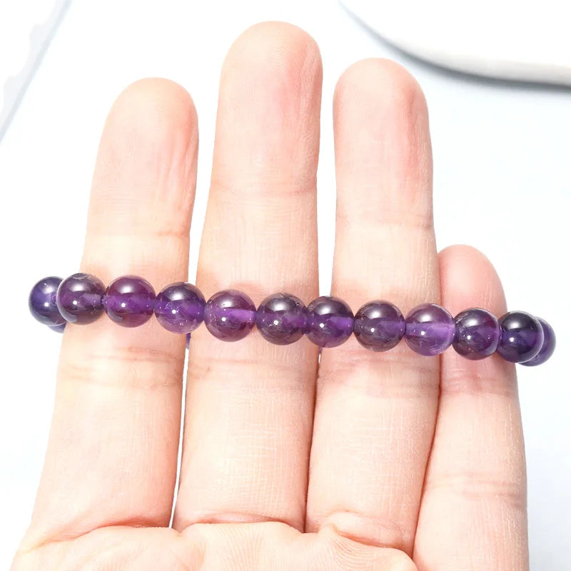 6/8mm Beads Natural stone Body-Purifying Amethyst Bracelet for Weight Loss Yoga and Meditation  Healing Stone Jewelry for Women