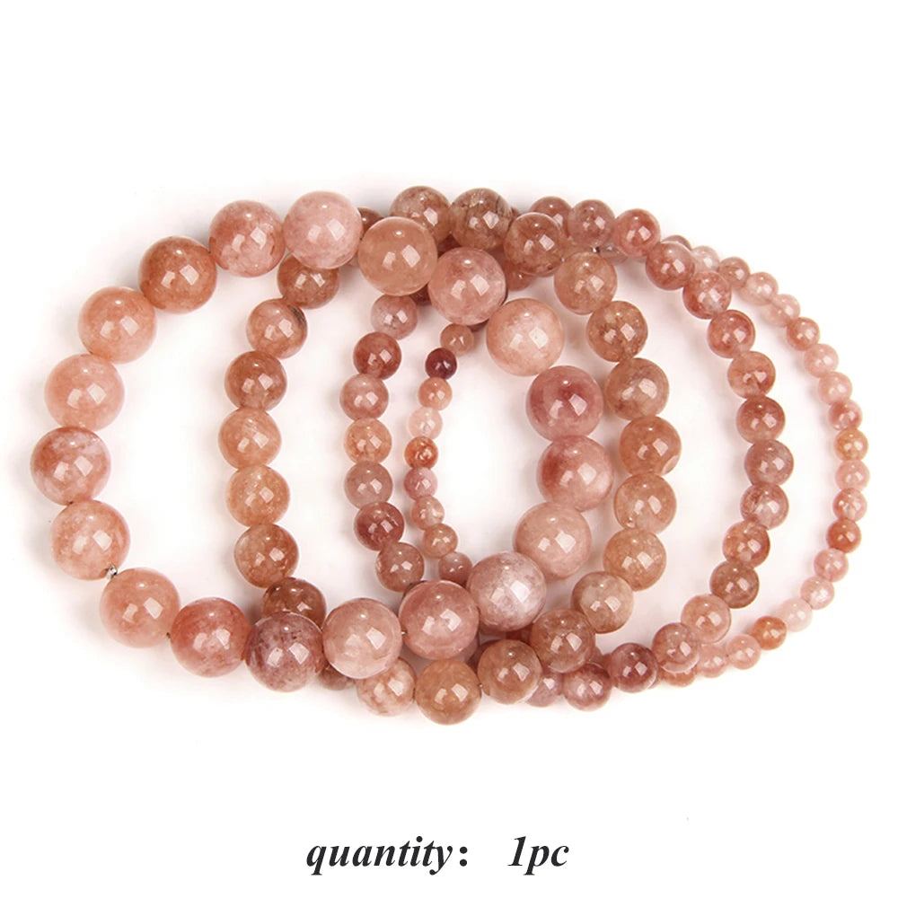 1PC Sunstone Bracelet 4/6/8/10MM Natural Sunstone Bead Stretch Elastic Cord Bangle Wristband Handmade Jewewlry Gift For Women