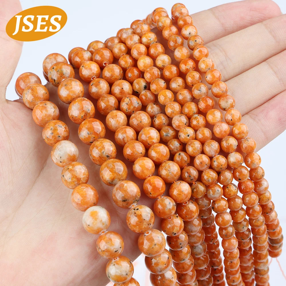 Natural Orange Calcite Stone Bead Round Jewellery Loose Spacer Ball Beads Gemstone 6/8/10mm for Jewelry Making DIY Accessories