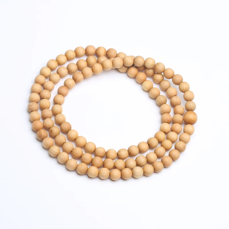 8mm Genuine Sandalwood Bead Necklace Sandalwood Wrist Mala Bracelet Rosary Unisex