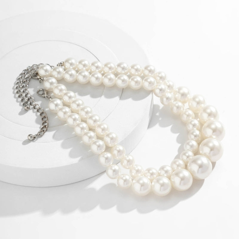 F42F Pearls Necklace Pearls Beads Necklace Pearls Material Party Jewelry for Daily