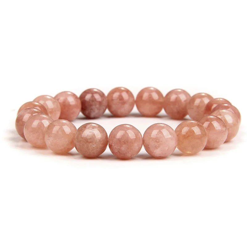 1PC Sunstone Bracelet 4/6/8/10MM Natural Sunstone Bead Stretch Elastic Cord Bangle Wristband Handmade Jewewlry Gift For Women