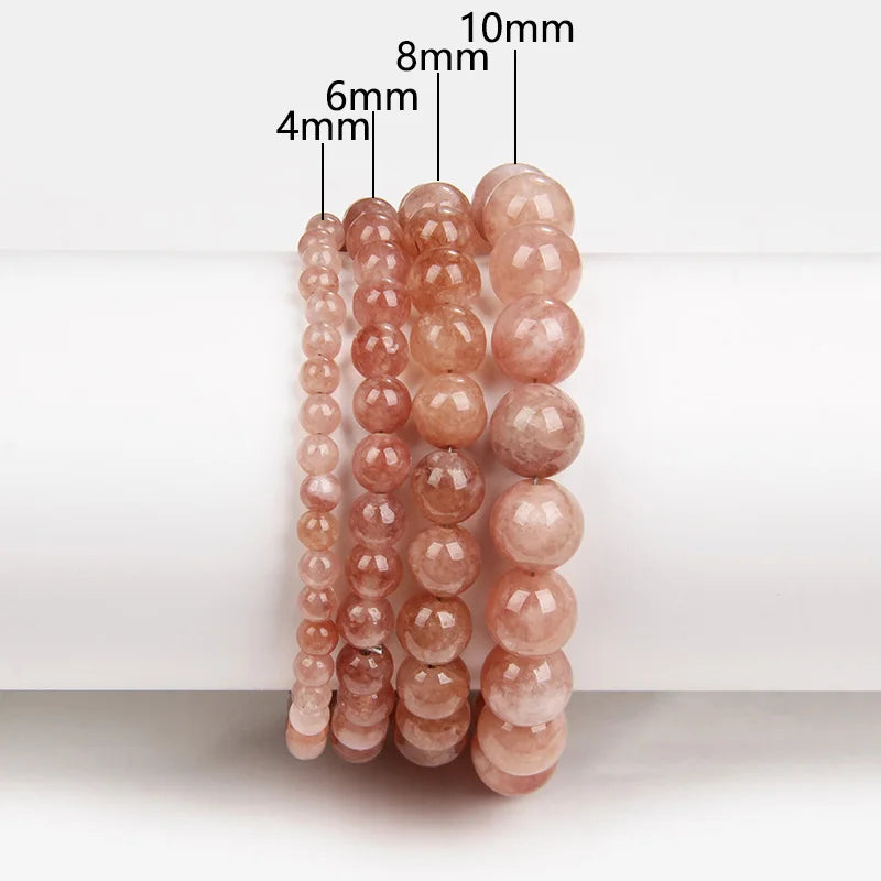 1PC Sunstone Bracelet 4/6/8/10MM Natural Sunstone Bead Stretch Elastic Cord Bangle Wristband Handmade Jewewlry Gift For Women