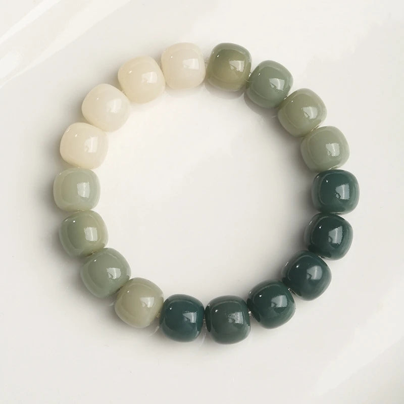 Bodhi Root Bracelet Bracelet Gradual Green Bodhi Handle Single Circle Vintage Buddha Beads Wrapped Around Fingers Soft