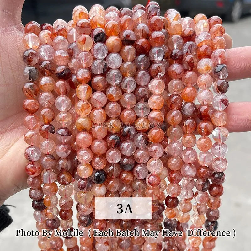 Natural Red Flower Quartz Beads Crystal Stone Round Loose Beads 4 6 8 10 12MM For Jewelry Making DIY Bracelet Necklace Accessory