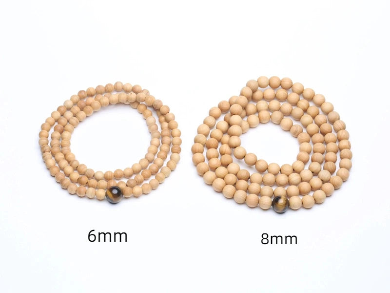 8mm Genuine Sandalwood Bead Necklace Sandalwood Wrist Mala Bracelet Rosary Unisex