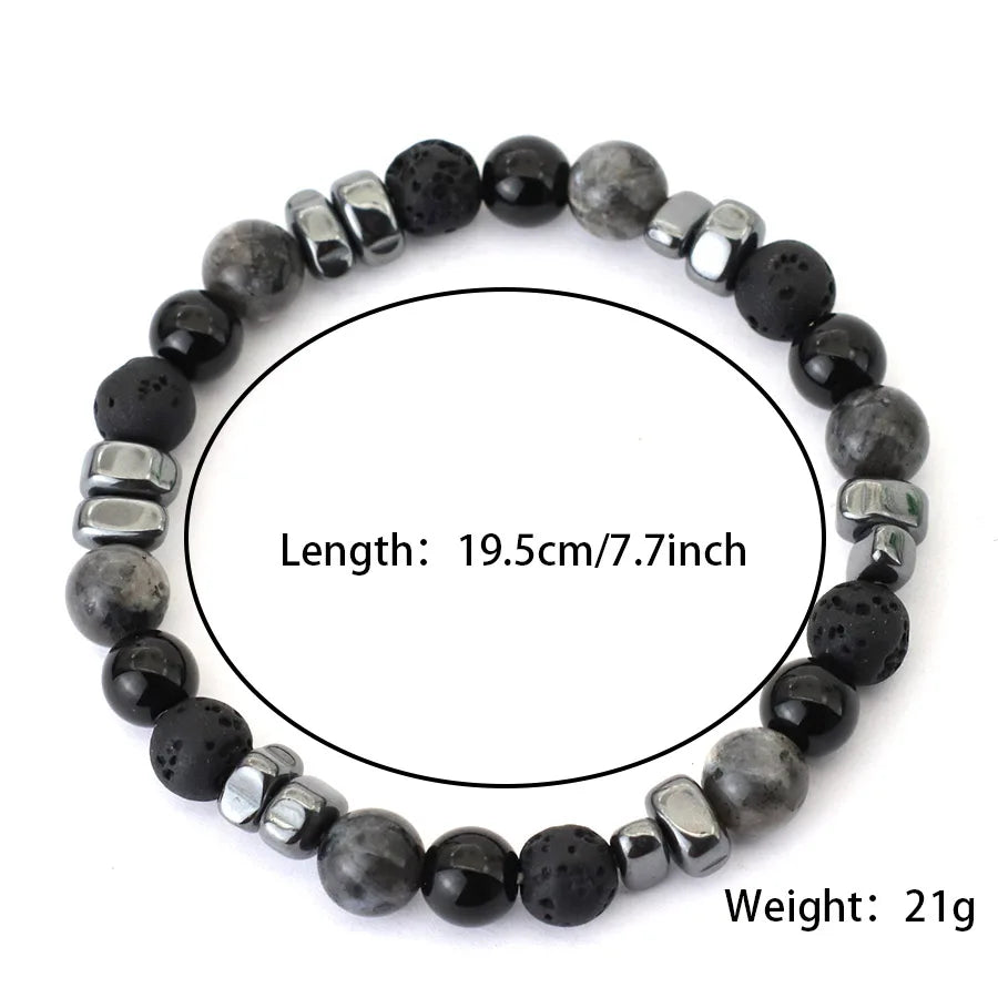 Natural Hematite Stone Beaded Bracelet Men Handmade Unfading Strand Braclet Jewelry  Healing Office Leisure Homme Accessories