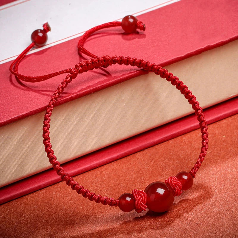 To Bring Good Luck In The Year Of The Red String Imitation Natural Agate Bracelet Couple Knitted Hand Rope