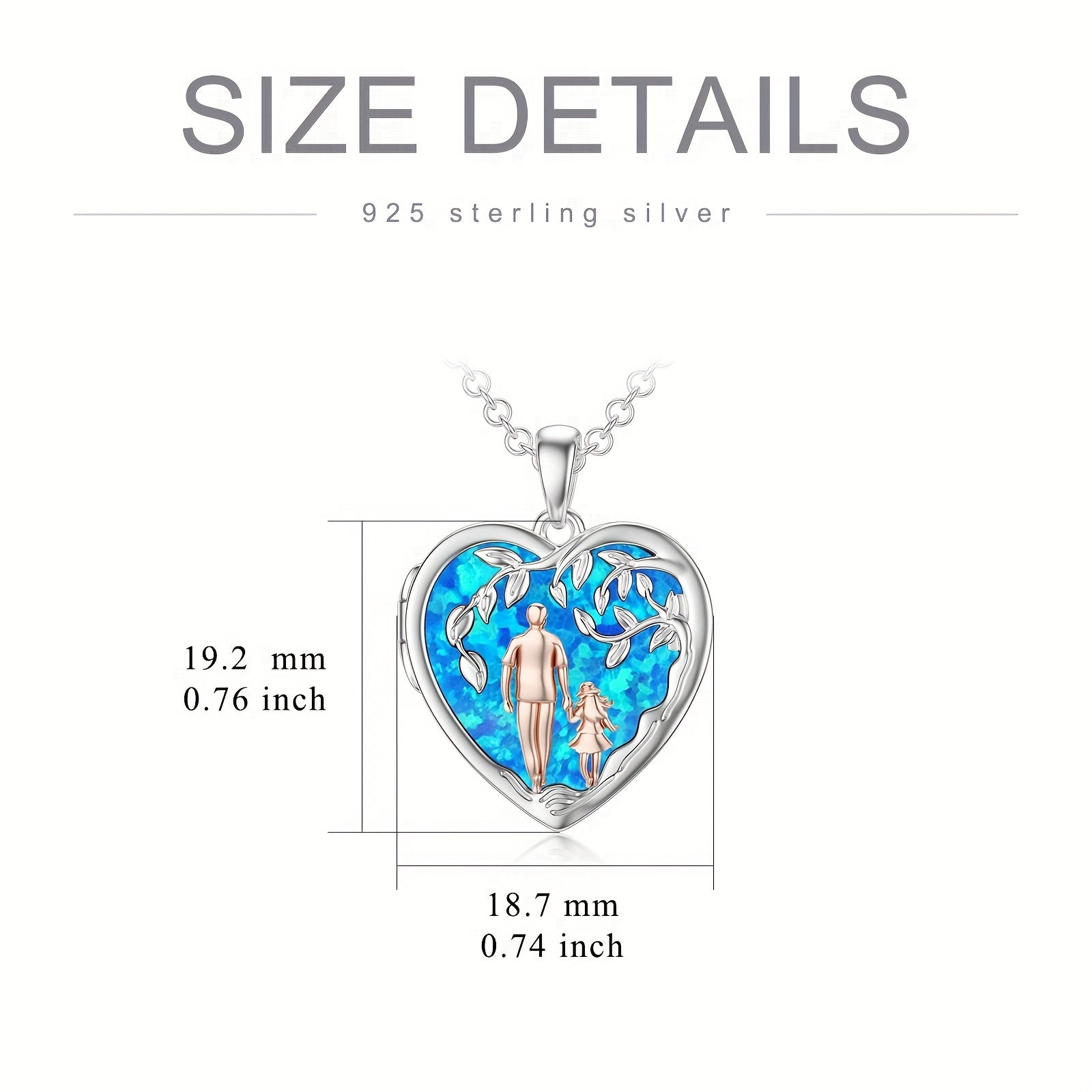 Father Daughter Locket Necklace S925 Sterling Silver Simulated Blue Opal Daughter Gifts From Dad Mom I Love You Forever Daughter Locket Jewelry Gift
