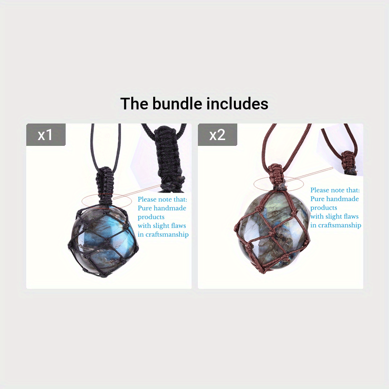 1pcs Natural Labradorite Necklace Pendant Healing Crystal Stone Braided Black Tassel Labradorite Crystal Jewelry For Men Women