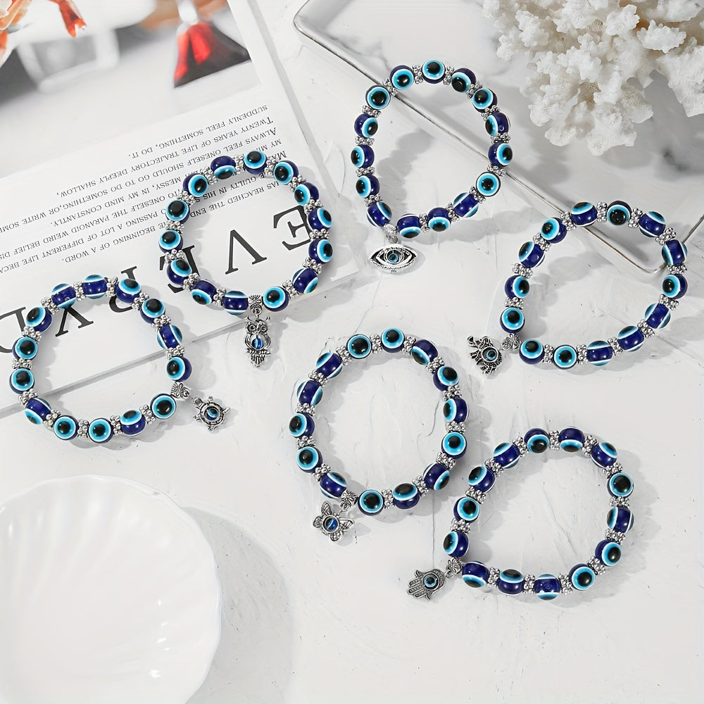 سوار حماية من خرز العين الشريرة المحظوظة - يجذب الحظ السعيد، ويطرد الطاقة السلبية، هدية أنيقة للأصدقاء والعائلة - قطعة مجوهرات فريدة من نوعها للارتداء اليومي