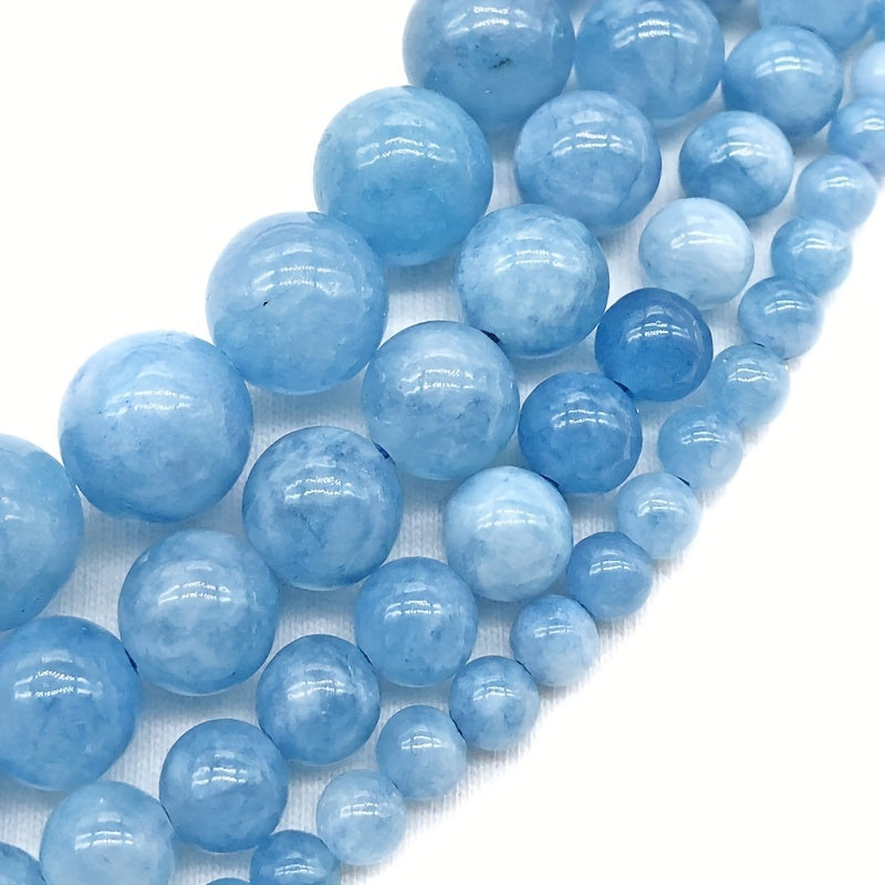 4-12mm Aquamarine Chalcedony Stone Round Loose Beads For DIY Special Elegant Bracelet Necklace Female Ear Charms Handmade String Jewelry Making Craft Supplies