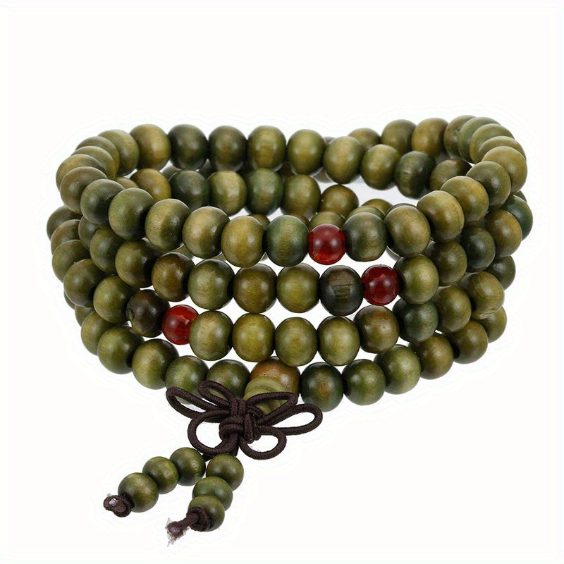 1/2pcs 108 Beads 8mm/0.31'' Sandalwood Buddhist Wood Prayer Beaded Knot Black Ebony Bracelets Bangles For Men, Father's Day Gift