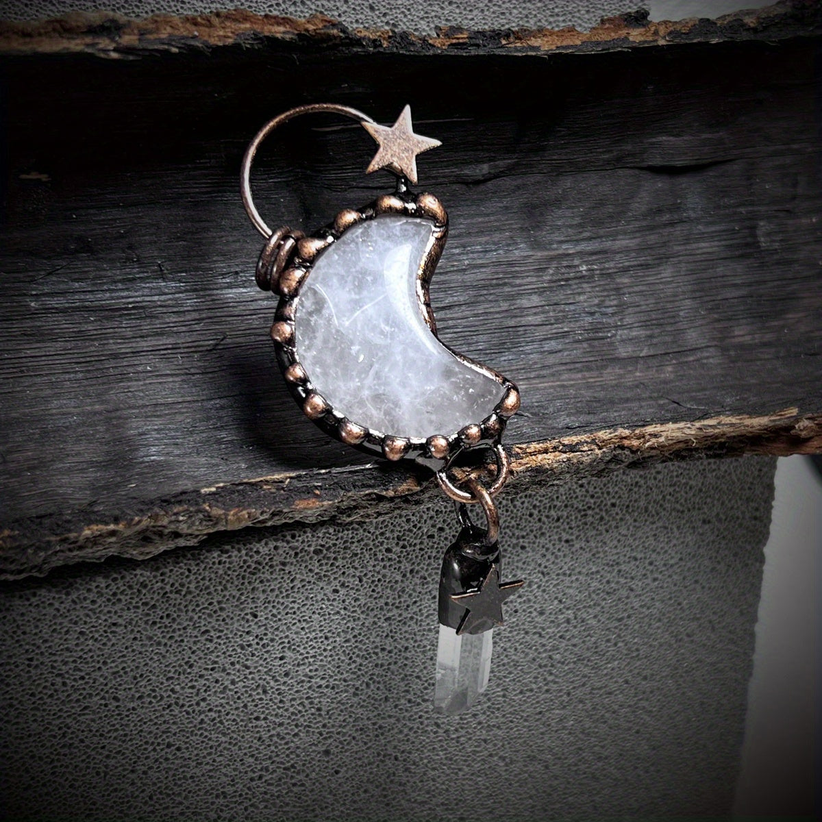 Star Shape Pattern Natural Crystal Stone Pendant Bead For DIY Jewelry Making Halloween Decoration