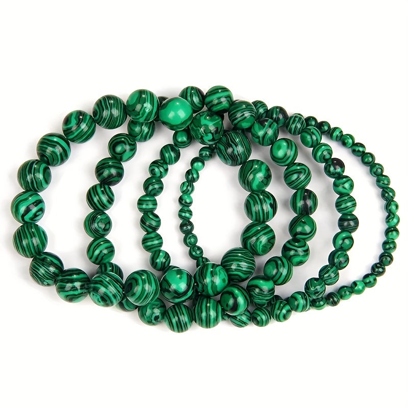 1pc Malachite Bracelet, 4/6/8/10mm Natural Stone Beads Bracelet, Father's Day Gift