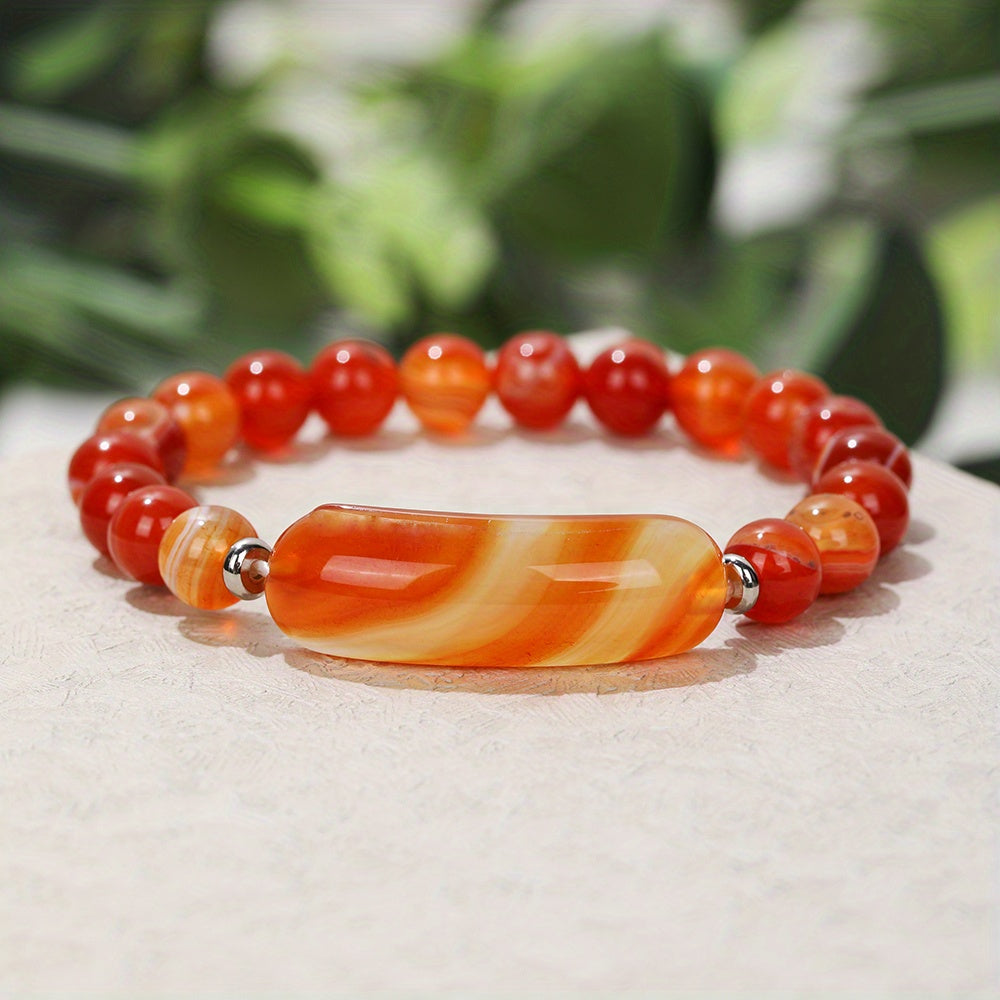 1pc Natural Semi-Precious Stone Rectangular Body Energy Yoga Bracelet, Father's Day Gift
