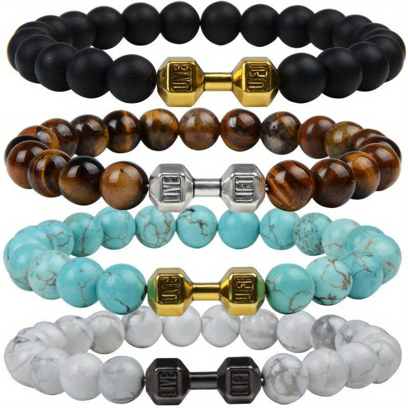 1pc High-Quality 8mm Natural Tiger Stone Beaded Unisex Sports Bracelet - Strong and Elegant Jewelry Gift for Men and Women