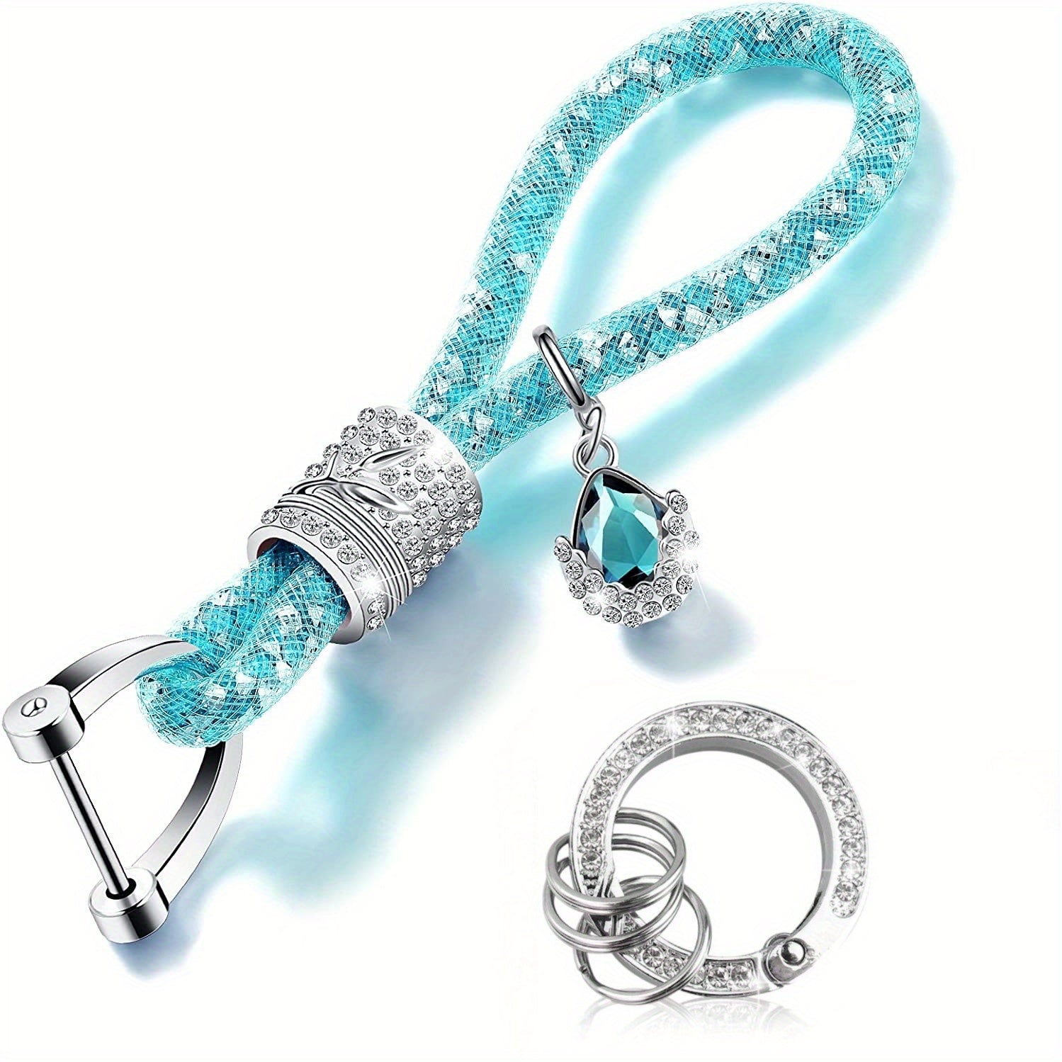 1pc Crystal Bling Car Keychain For Women, Glitter Rhinestone Keychain Ring Strap Keychain Accessories Car Key Decorations, Ideal Choice For Gifts