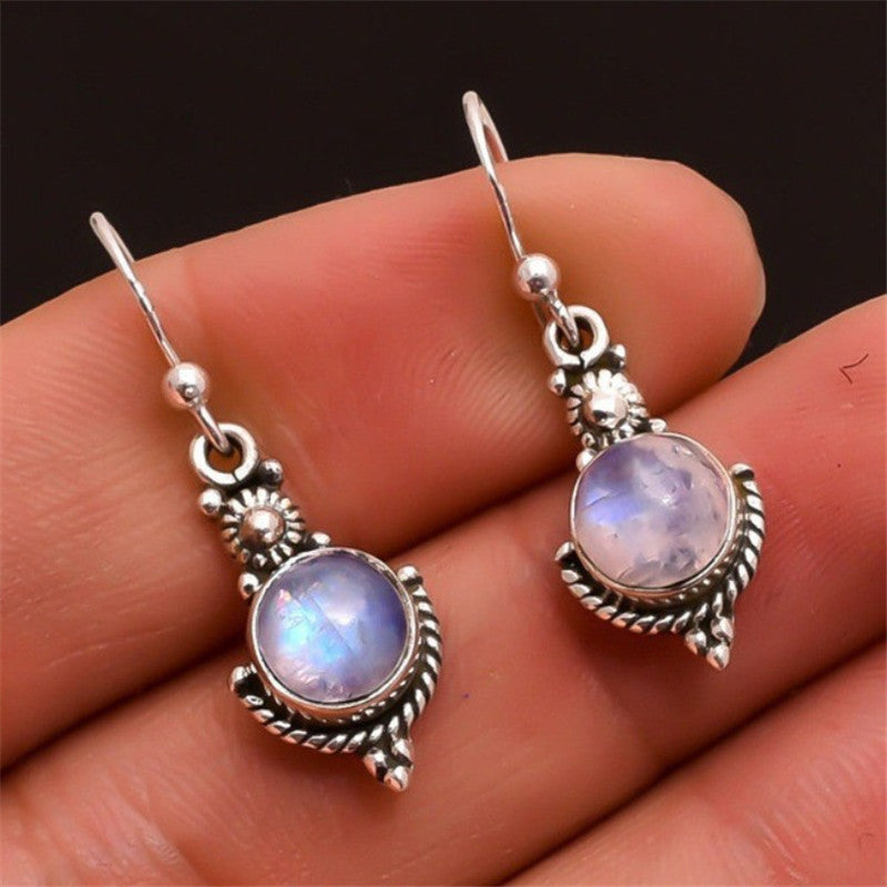 Vintage Moonstone Long Drop Dangle Earrings Wedding Party Jewelry Gift