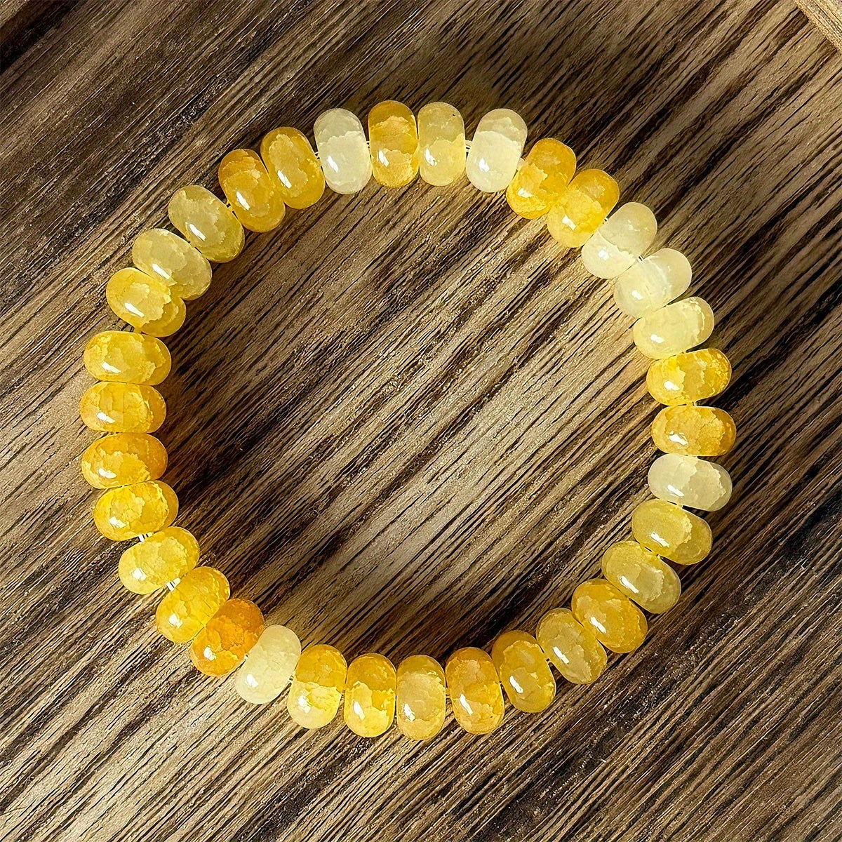 1pc Boho Style Yellow Agate Beaded Bracelet - Vintage-Inspired, Daily Wear or Gift for Women, All-Season Accessory, Gift Bracelet|Vintageinspired Bracelet|Smooth Texture Beads, Agate Bracelet