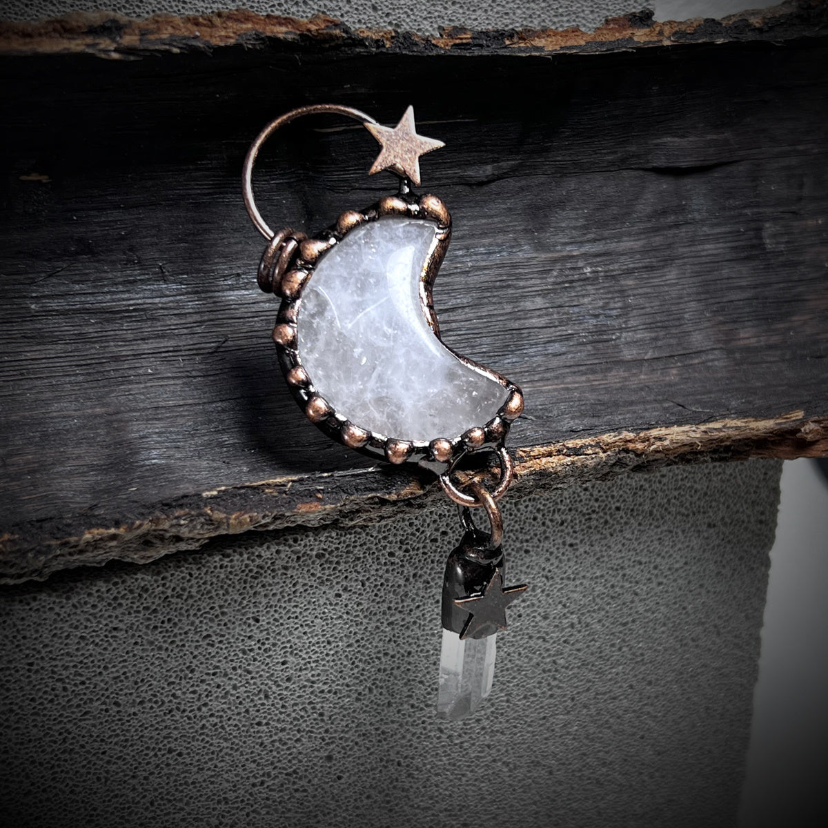 Star Shape Pattern Natural Crystal Stone Pendant Bead For DIY Jewelry Making Halloween Decoration