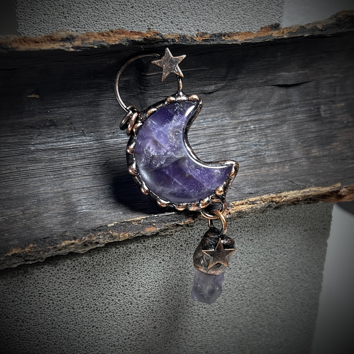 Star Shape Pattern Natural Crystal Stone Pendant Bead For DIY Jewelry Making Halloween Decoration