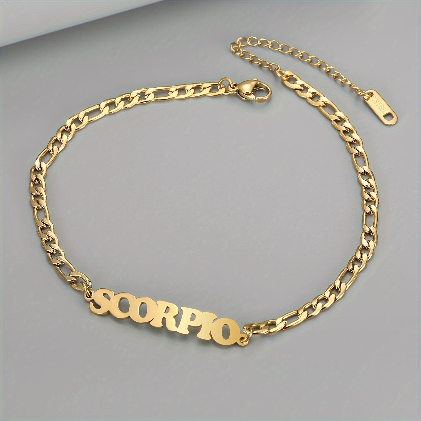 Twelve Zodiac Constellations Delicate Chain Anklet - Stainless Steel Hypoallergenic Ankle Bracelet with Personalized Birthday Zodiac Sign Meaning - Unique Gift for Her or Him