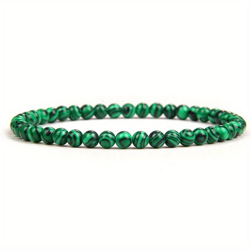 1pc Malachite Bracelet, 4/6/8/10mm Natural Stone Beads Bracelet, Father's Day Gift