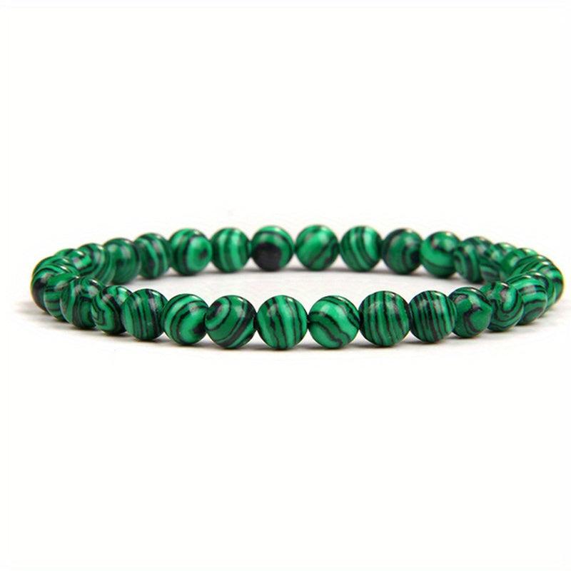 1pc Malachite Bracelet, 4/6/8/10mm Natural Stone Beads Bracelet, Father's Day Gift