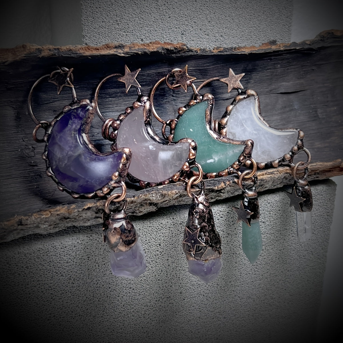 Star Shape Pattern Natural Crystal Stone Pendant Bead For DIY Jewelry Making Halloween Decoration