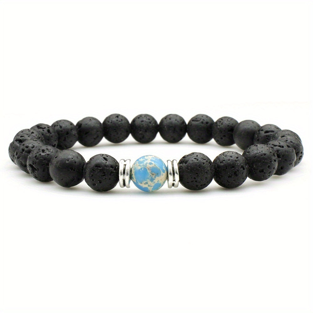 Men's Lava Stone Can Drop Essential Oil Bead Bracelet, Father's Day Gift