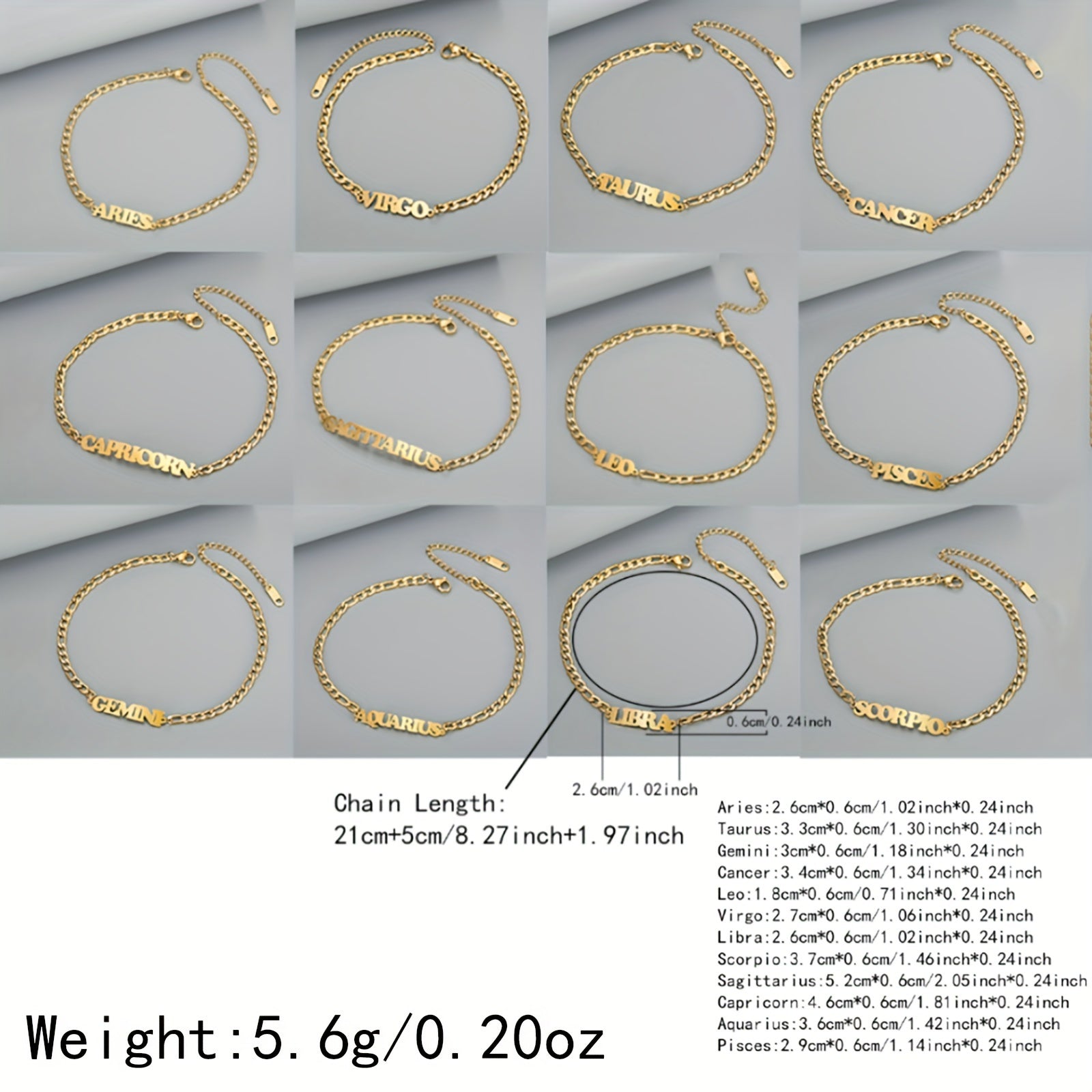 Twelve Zodiac Constellations Delicate Chain Anklet - Stainless Steel Hypoallergenic Ankle Bracelet with Personalized Birthday Zodiac Sign Meaning - Unique Gift for Her or Him