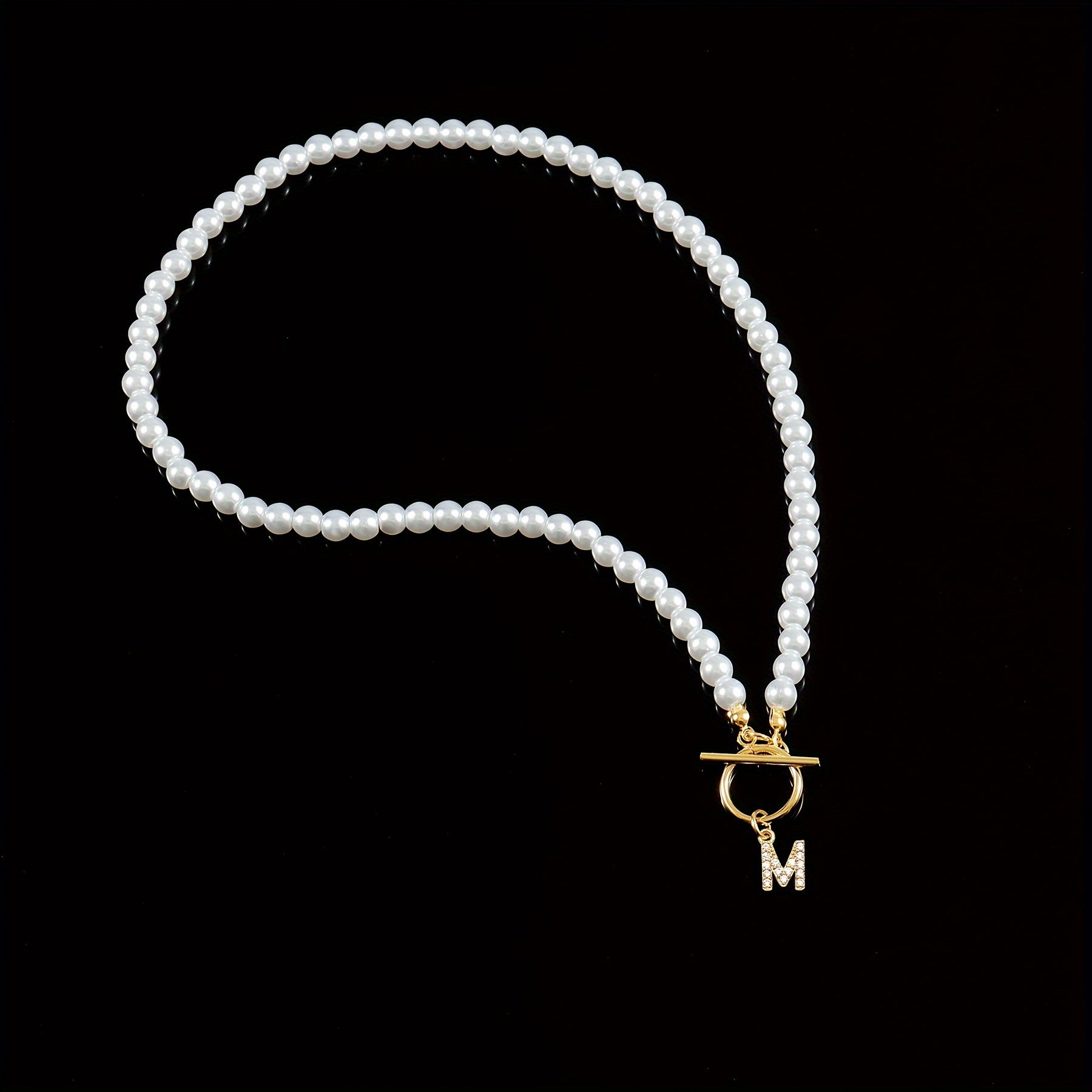 Exquisite Initial Letter Pendant Necklace - Pearl Strands with Zirconia Accents, Toggle Clasp, Shell Pearls, and Dainty Chain - Perfect Party Favors for Women